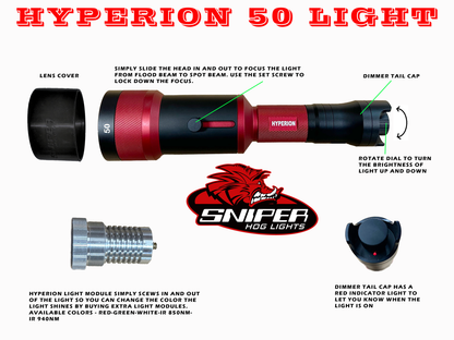 SNIPER HOG KIT LINTERNA HYPERION 50 CON LED VERDE Y PULSADOR REMOTO